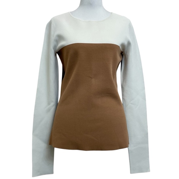 Diane Von Furstenberg Colorblock Long Sleeve Fitted Knit Sweater - Picture 1 of 9